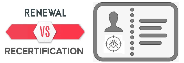 text saying renewal vs recertification